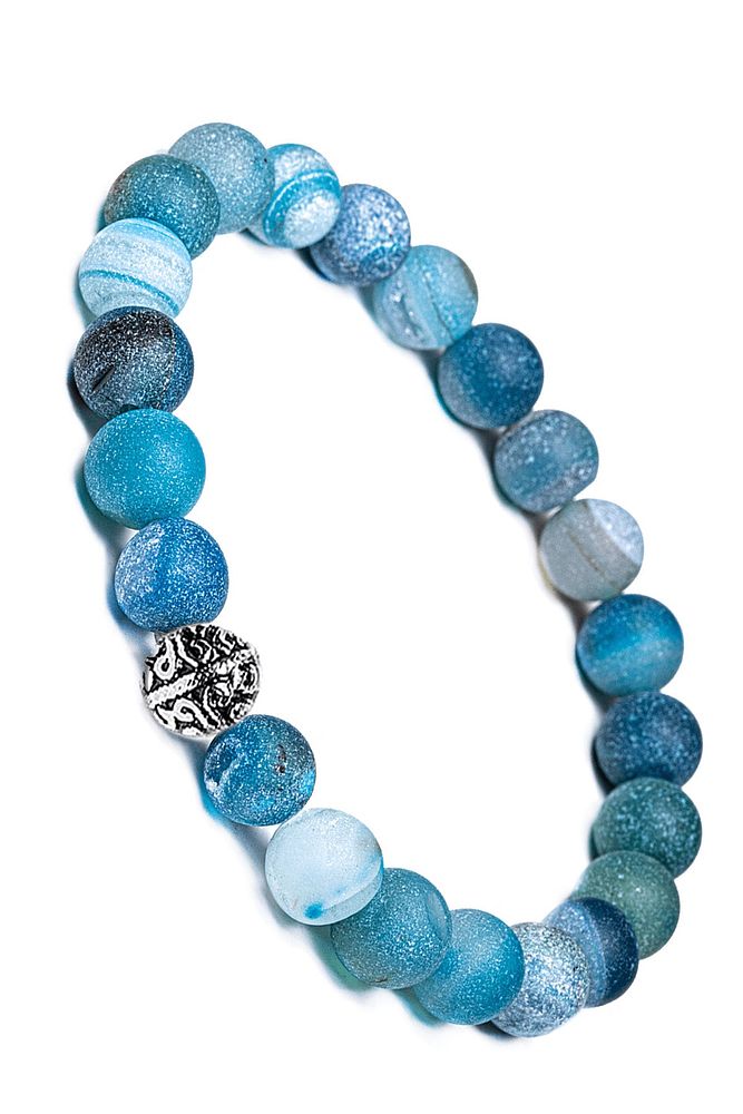 Sertifikalı Gümüş Aparatlı Mat Mavi Akik Taşı Bileklik