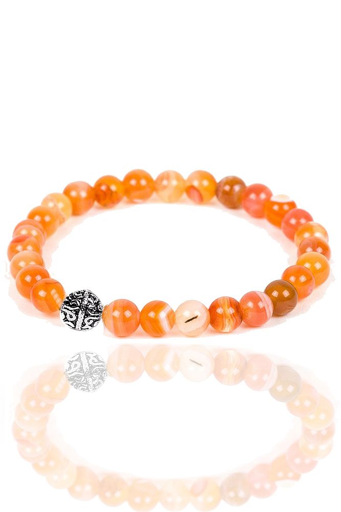 Sertifikalı Gümüş Aparatlı Turuncu Akik Taşı Bileklik