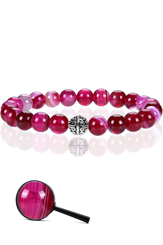 Sertifikalı Gümüş Aparatlı Doğal Pembe Akik Taşı Bileklik