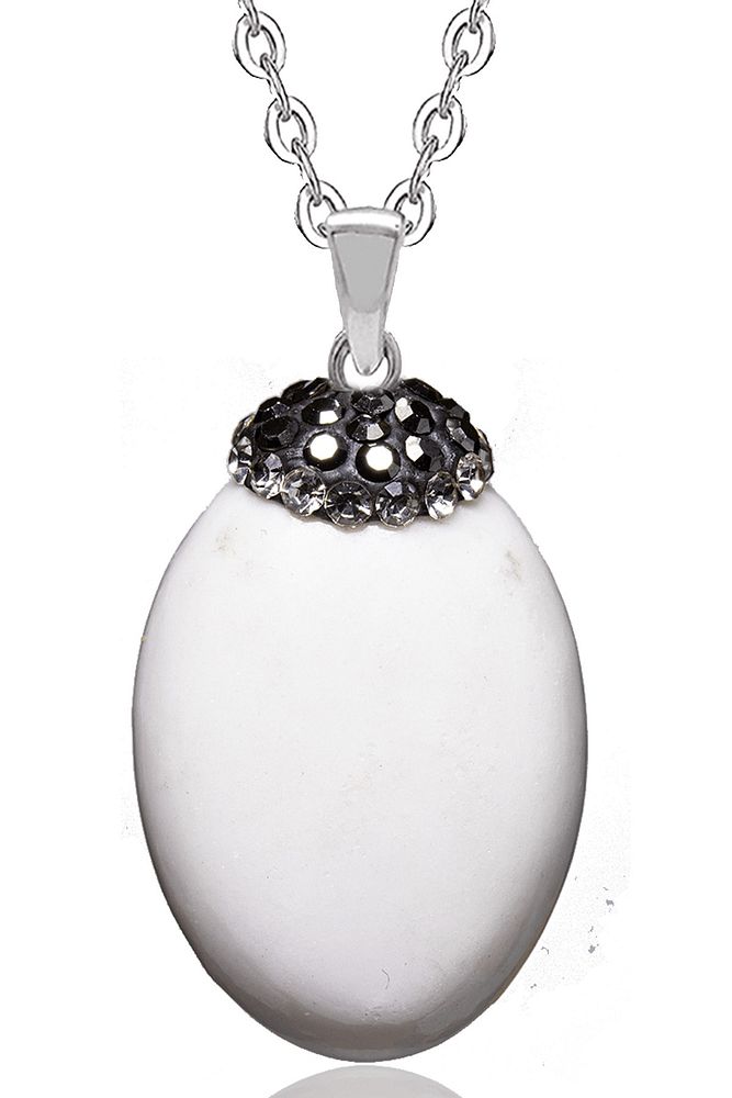 Sertifikalı Zirkon Işlemeli Beyaz Mercan Doğal Taş Kolye