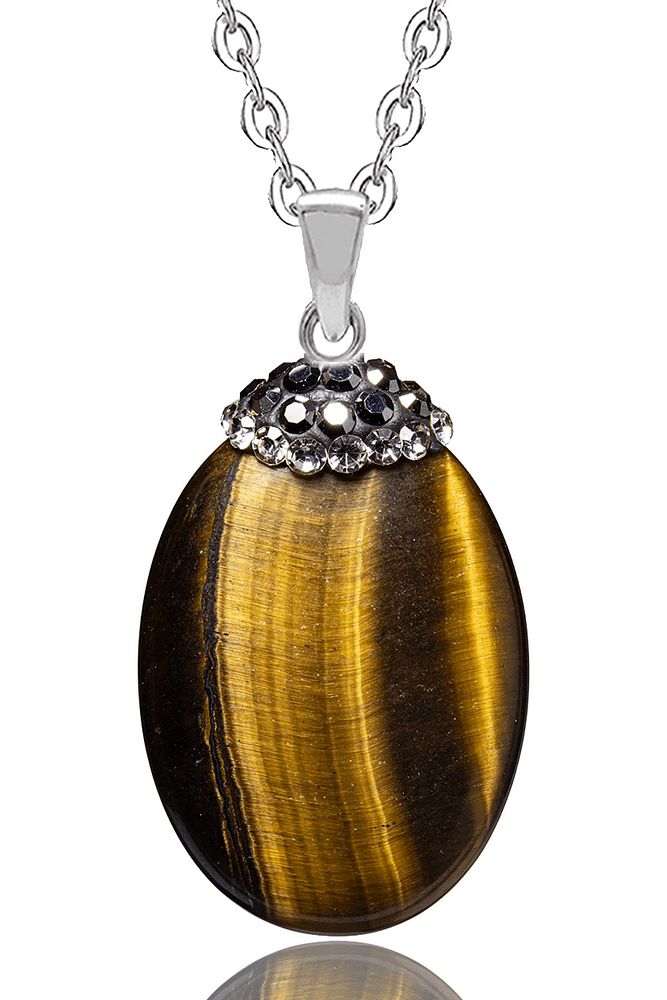 Sertifikalı Zirkon Taşlı Kaplan Gözü Doğal Taş Kolye