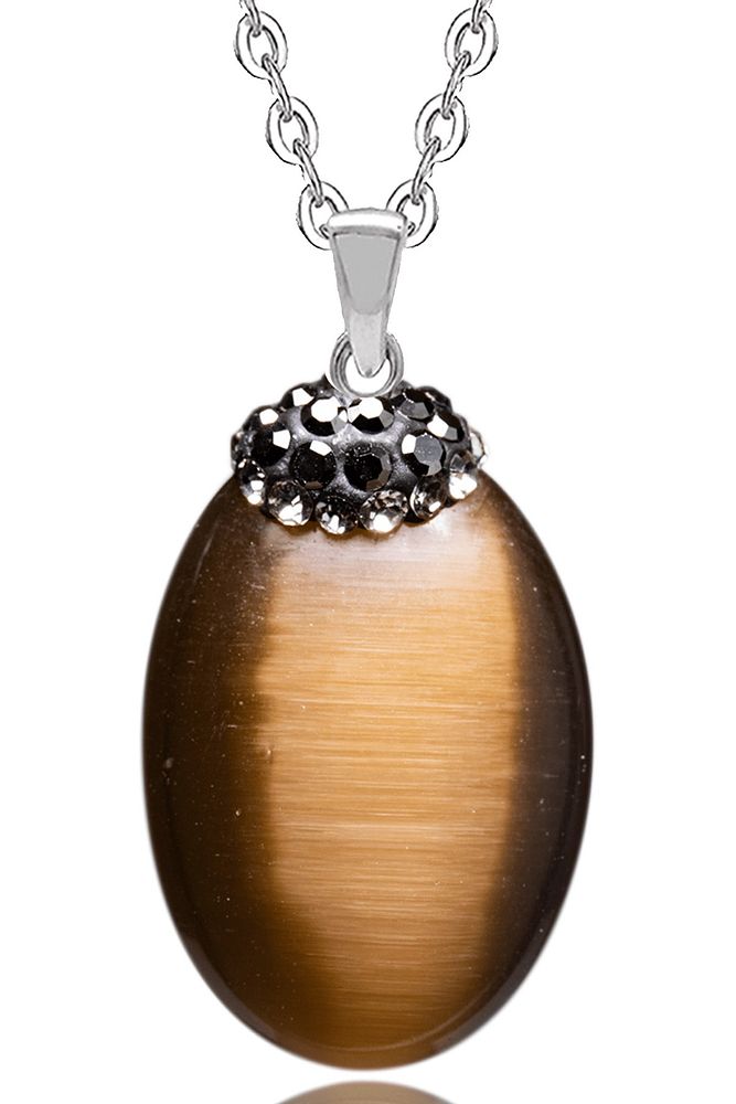 Sertifikalı Zirkon Taşlı Kahverengi Akik Doğal Taş Kolye