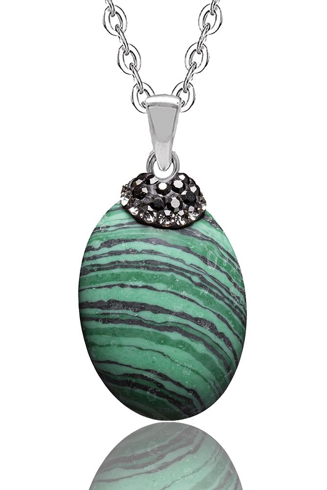 Sertifikalı Zirkon Taşlı Malahit Taşı Kolye