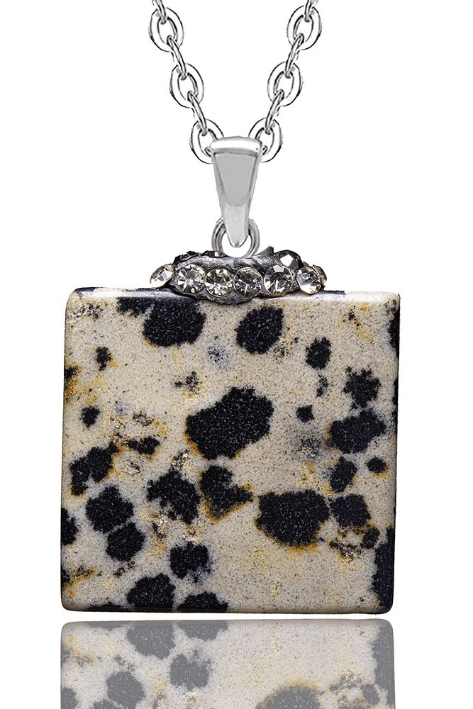 Sertifikalı Zirkon Taşlı Bıldırcın Benekli Jasper Taşı Kolye