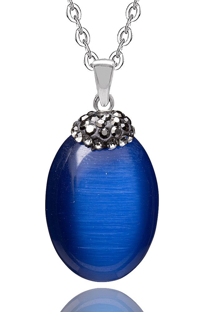 Sertifikalı Saks Mavisi Akik Doğal Taş Kolye
