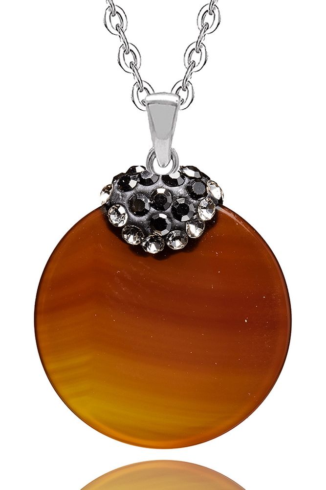 Sertifikalı Zirkon Işlemeli Yemen Akik Taşı Kolye