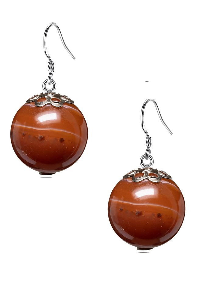 Sertifikalı Turuncu Akik Taşlı Doğal Taş Küpe