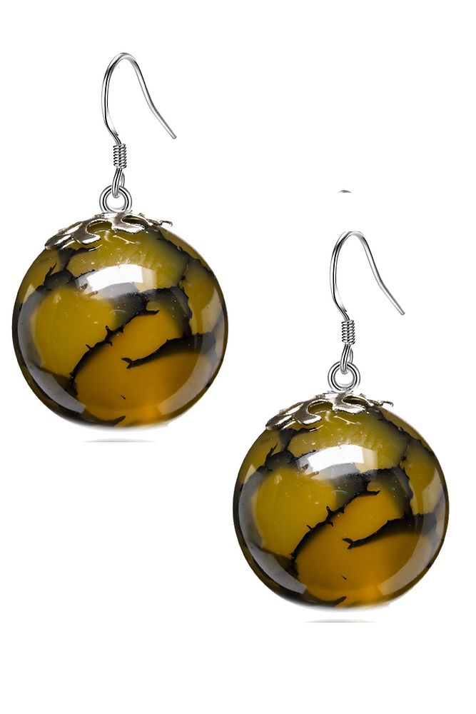 Sertifikalı Ejderha Yeşil Akik Doğal Taş Küpe