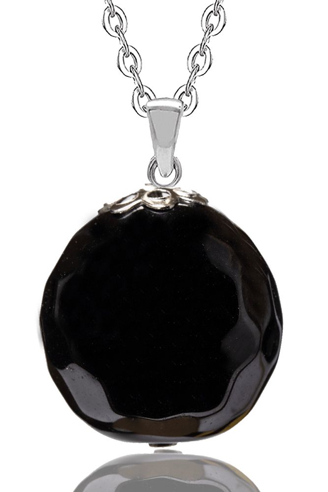 Sertifikalı Fasetli Obsidyen Doğal Taş Kolye