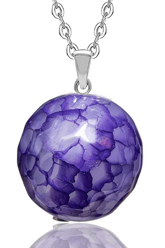 Sertifikalı Fasetli Damarlı Mor Akik Doğal Taş Kolye