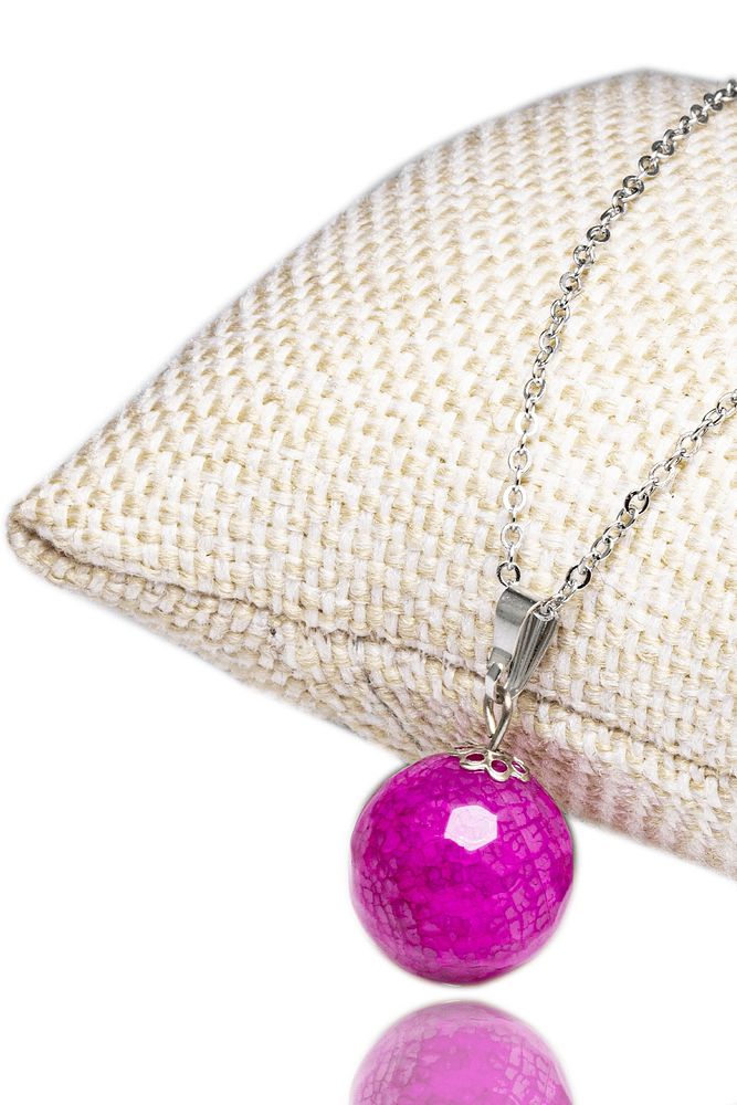 Sertifikalı Fasetli Doğal Pembe Akik Taşı Kolye