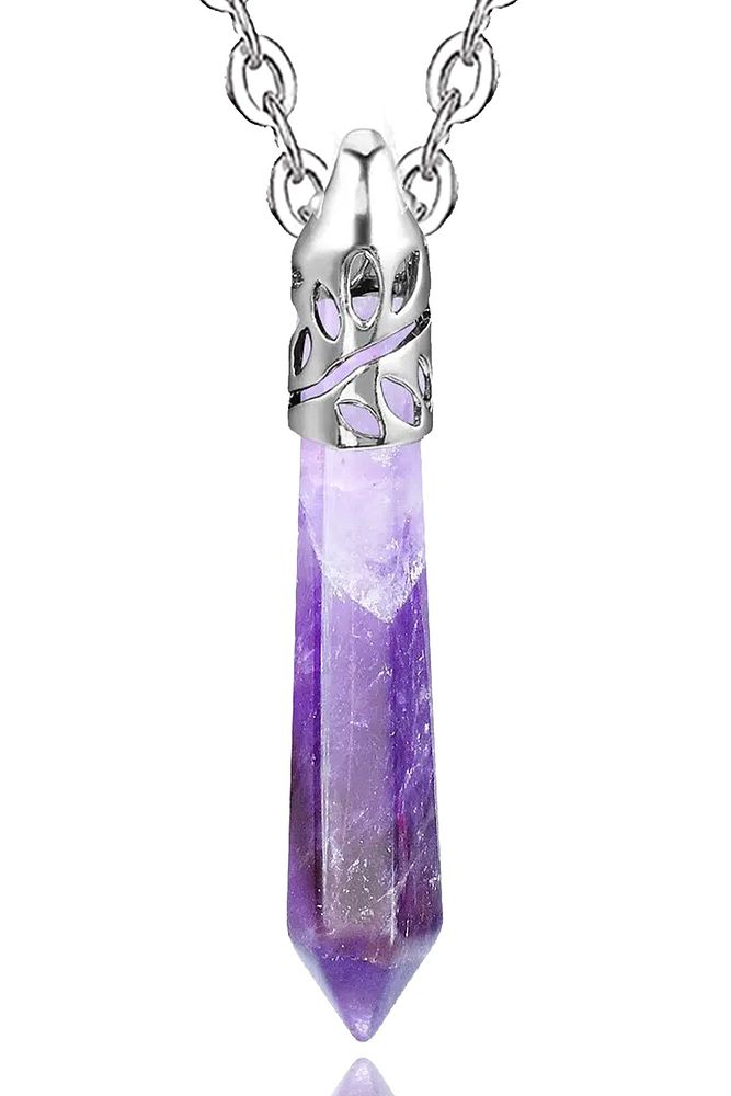 Sertifikalı Çivi Model Aaa Kalite Doğal Ametist Taşı Kolye