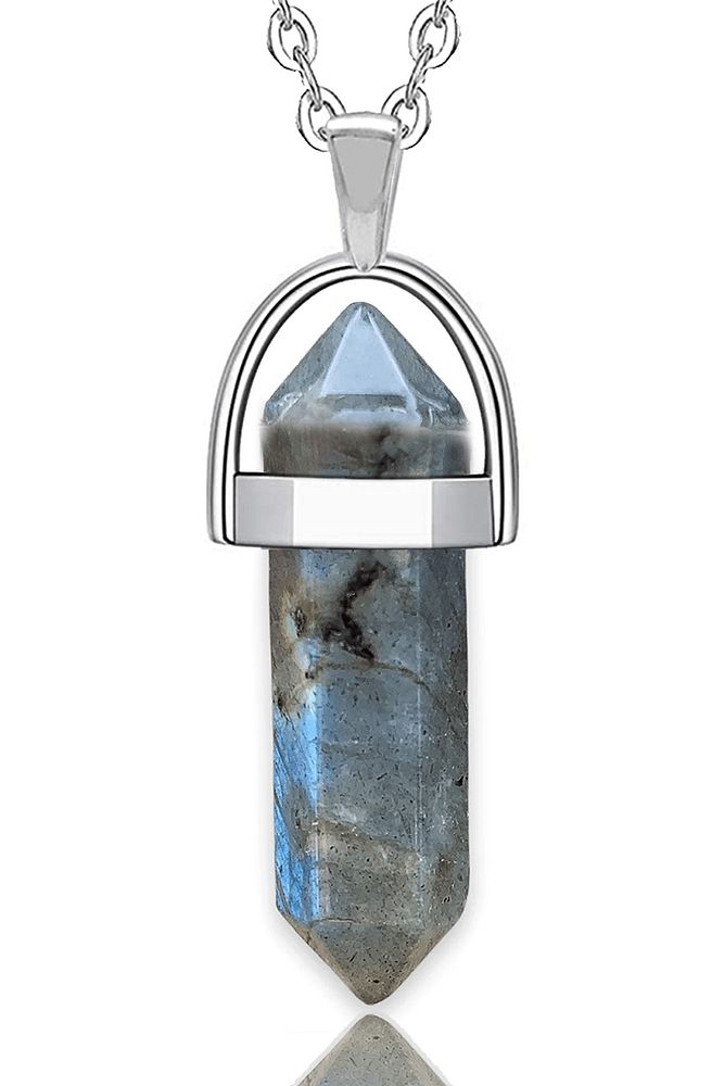 Sertifikalı Çivi Doğal Labradorit Taşı Kolye