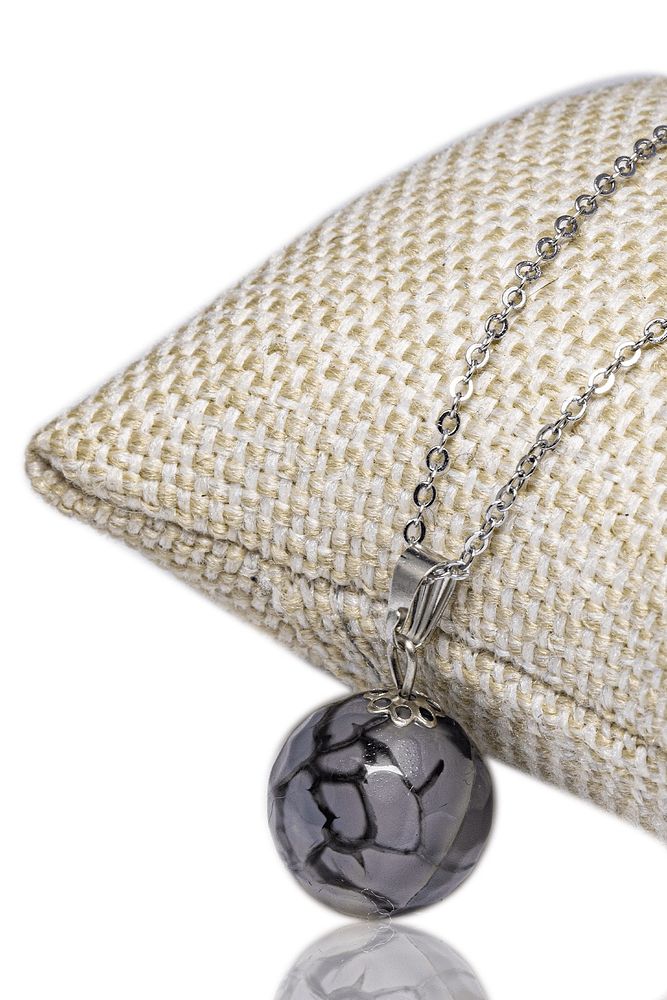 Sertifikalı Doğal Çizgili Akik Taşı Kolye