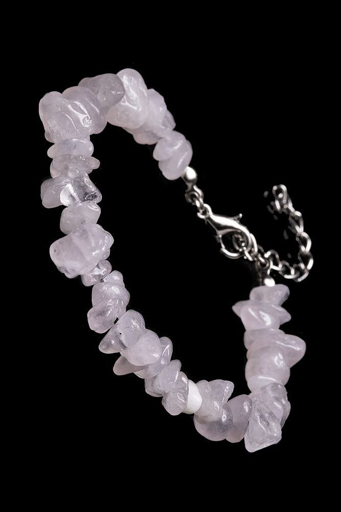 Sertifikalı Açık Pembe Kuvars Kırık Doğal Taşlı Bileklik 1.kalite (BREZİLYA)