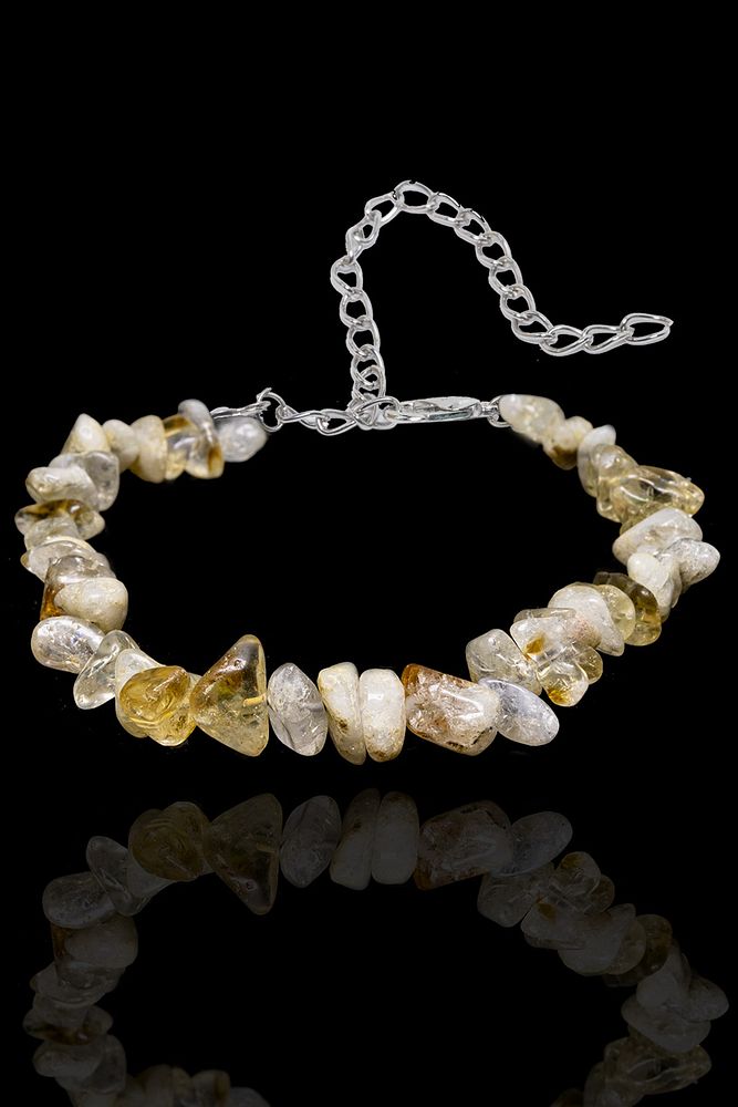 Sertifikalı Para Taşı Sitrin Kırık Doğal Taşlı Bileklik 1.kalite (BREZİLYA)