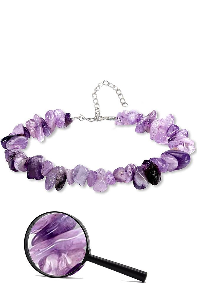 Sertifikalı Ametist Kırık Doğal Taşlı Bileklik 1.kalite (BREZİLYA)