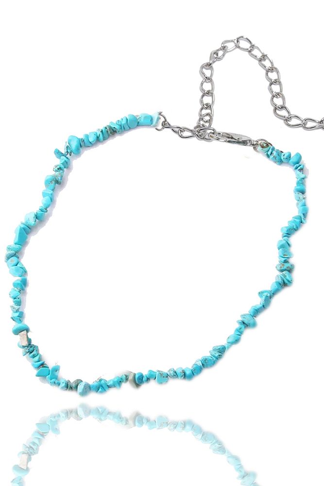 Sertifikalı Doğal Firuze (turkuaz) Kırık Taşlı Kolye