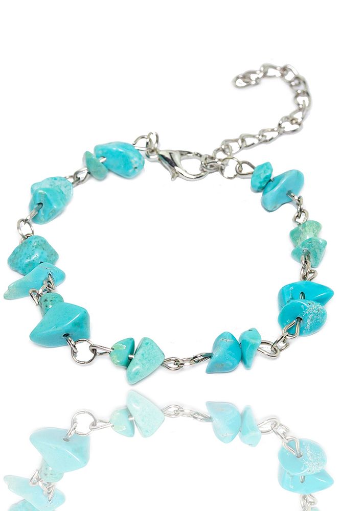 Sertifikalı Firuze - Turkuaz Kırık Doğal Taşlı Bileklik 1.kalite (İRAN)