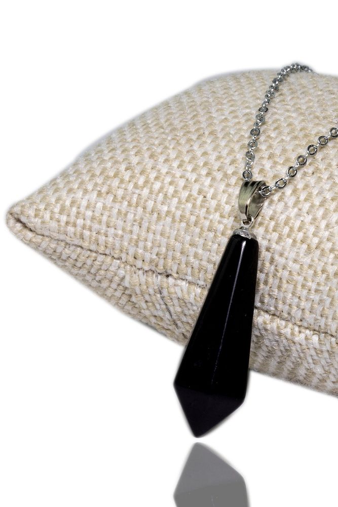 Sertifikalı Doğal Obsidyen Taşı Kolye (gümüş Aparatlı)