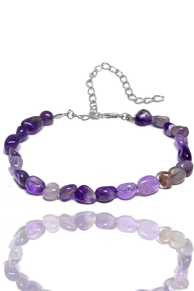 Sertifikalı Tımbıl Kesim Doğal Ametist Taşı Bileklik