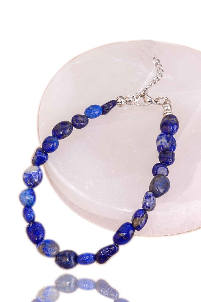 Sertifikalı Tımbıl Kesim Doğal Lapis Lazuli Taşı Bileklik