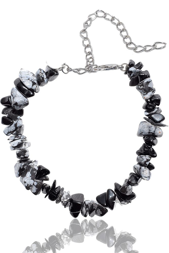 Sertifikalı Karlı Obsidyen Kırık Doğal Taşlı Bileklik 1.kalite (MEKSİKA)