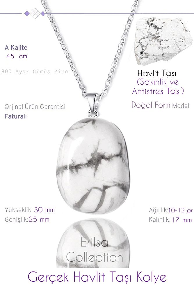 Sertifikalı Tımbıl Model Gerçek Havlit Taşı Kolye