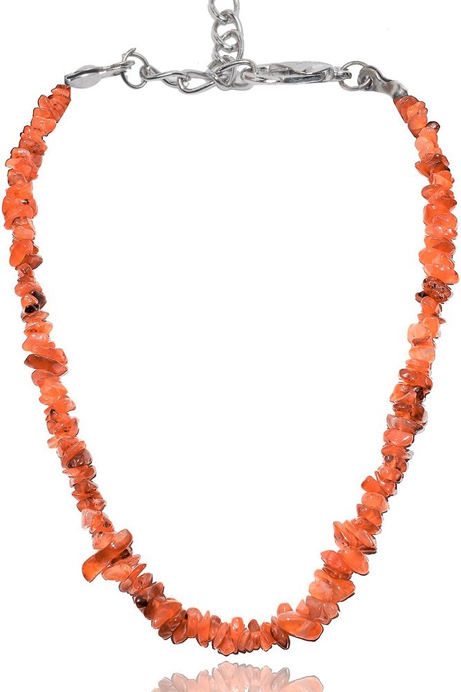 Sertifikalı Karnelyan Karneol Akik Kırık Taşlı Doğal Taş Kolye