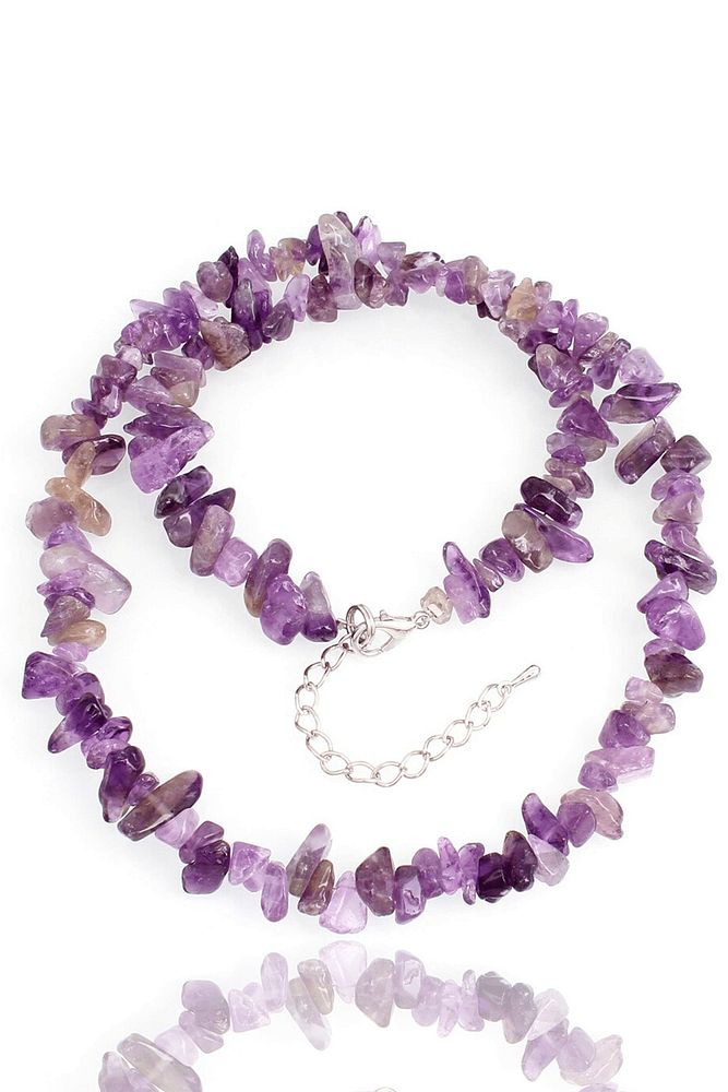 Sertifikalı Gerçek Doğal Ametist Kırık Taşlı Kolye