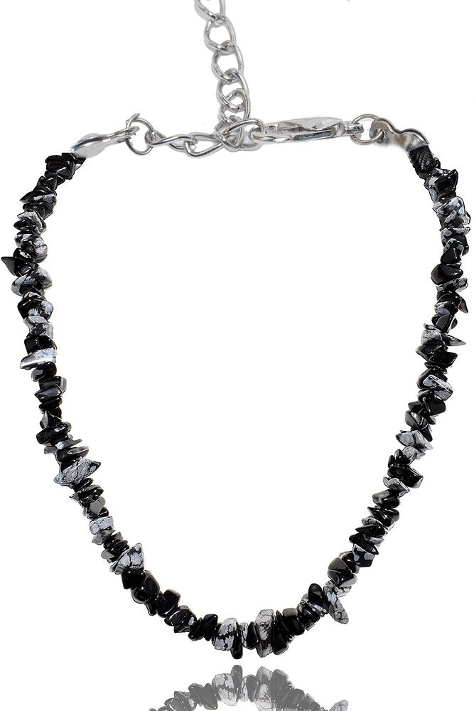 Sertifikalı Doğal Karlı Obsidyen Kırık Taş Kolye