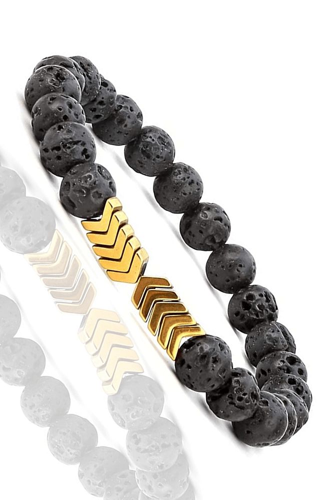 Sertifikalı Doğal Lav Gold Hematit Taşı Doğal Taş Bileklik