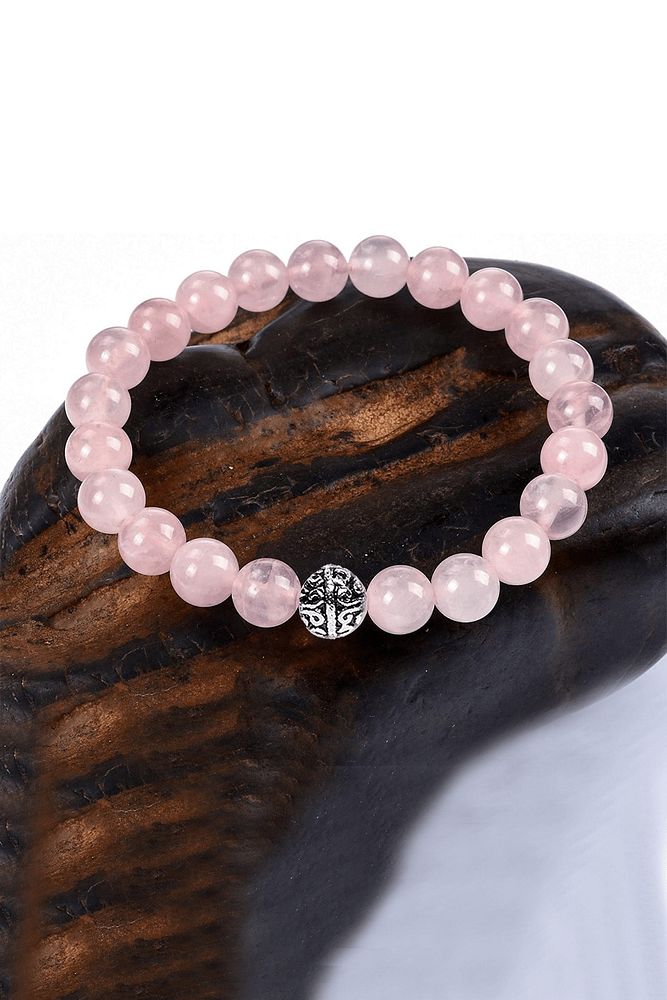 Sertifikalı Doğal Açık Pembe Kuvars Taşı Bileklik