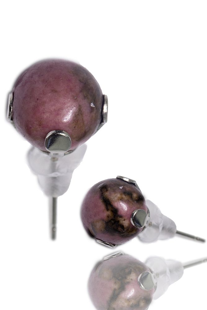 Sertifikalı Doğal Rodonit Taşı Nokta Doğal Taş Küpe