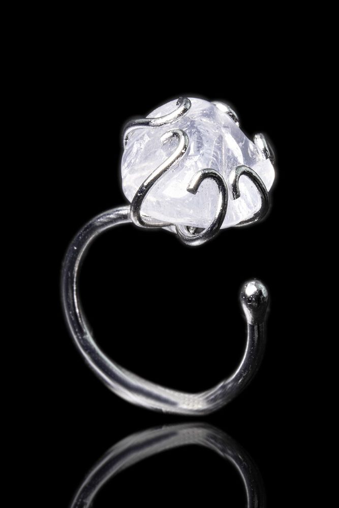 Sertifikalı Ayarlanabilir Doğal Kristal Kuvars Taşı Yüzük