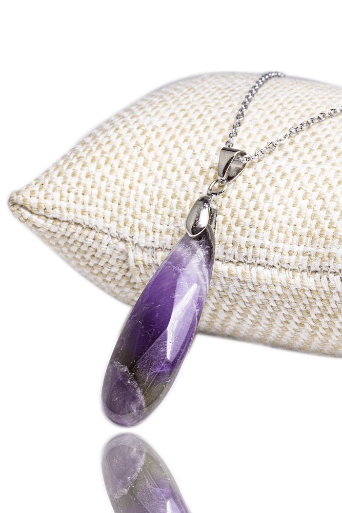 Sertifikalı Fasetli Aaa Kalite Doğal Ametist Taşı Kolye Gümüş Aparatlı