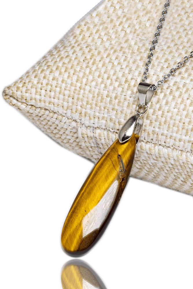 Sertifikalı Fasetli Aaa Kalite Doğal Kaplan Gözü Taşı Kolye gümüş Aparatlı