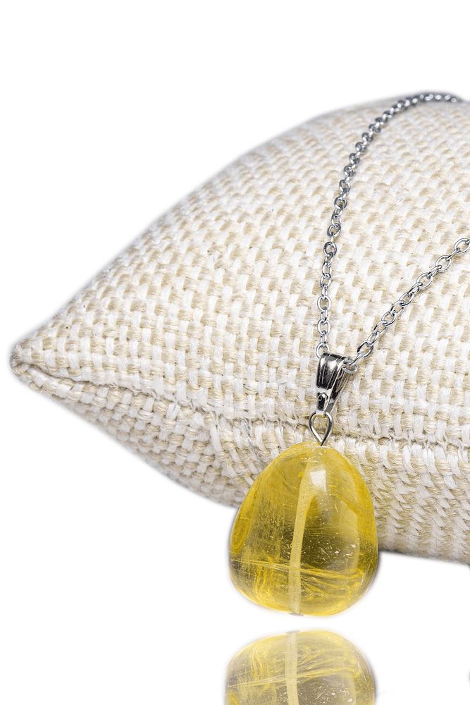 Doğal Limon Kuvars Taşı Kolye