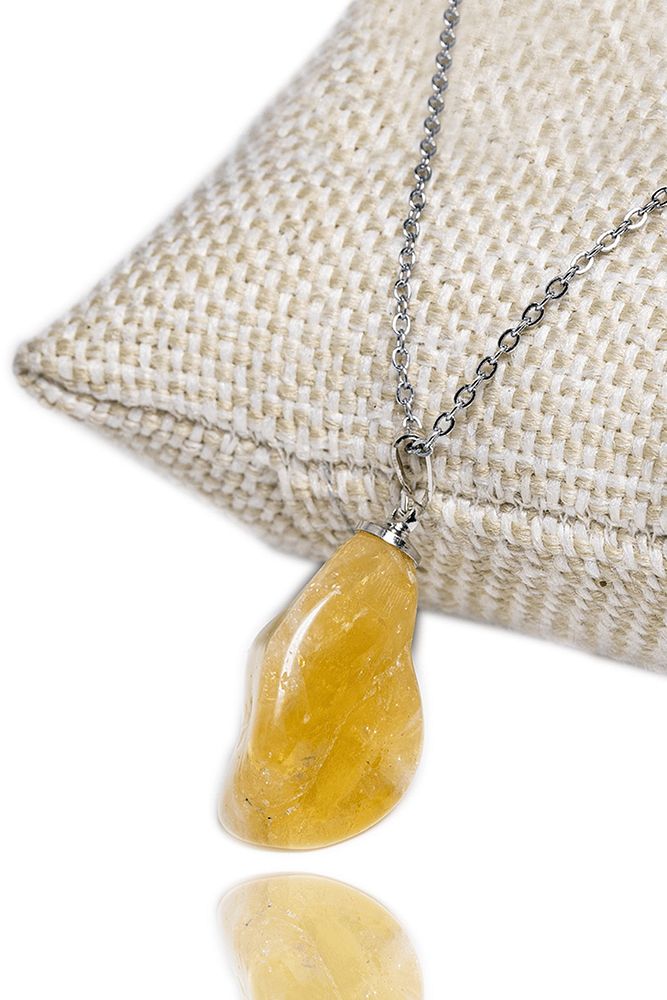 Sertifikalı Aa Kalite Ham Doğal Sitrin Taşı Kolye