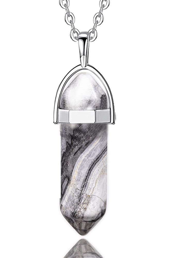 Sertifikalı Aaa Kalite Doğal Harita Jasper Taşı Kolye