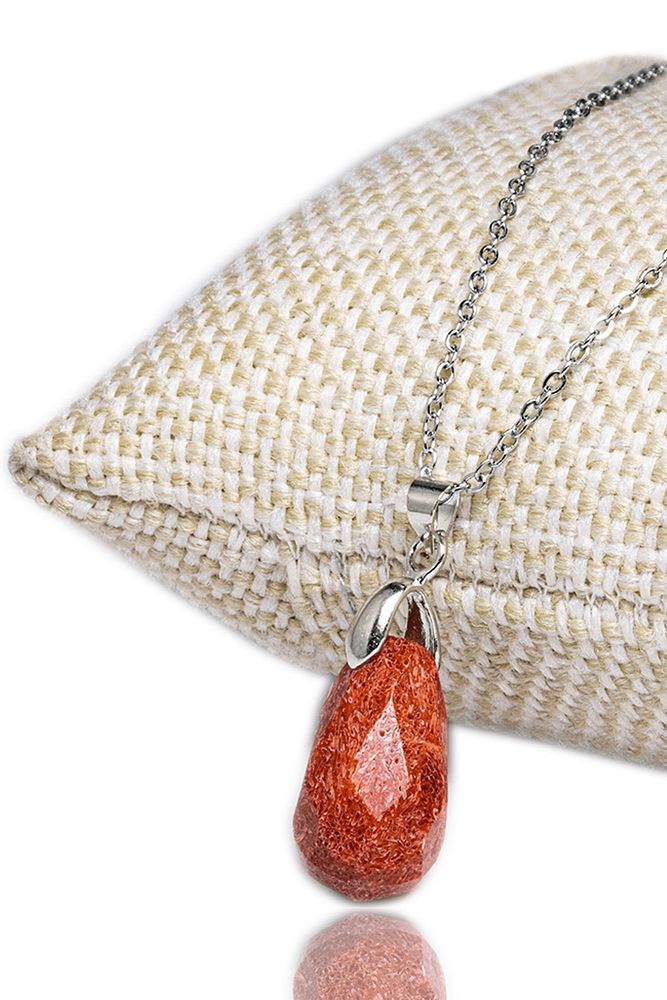 Sertifikalı Doğal Kırmızı Mercan Taşı Kolye (Gümüş Aparatlı)