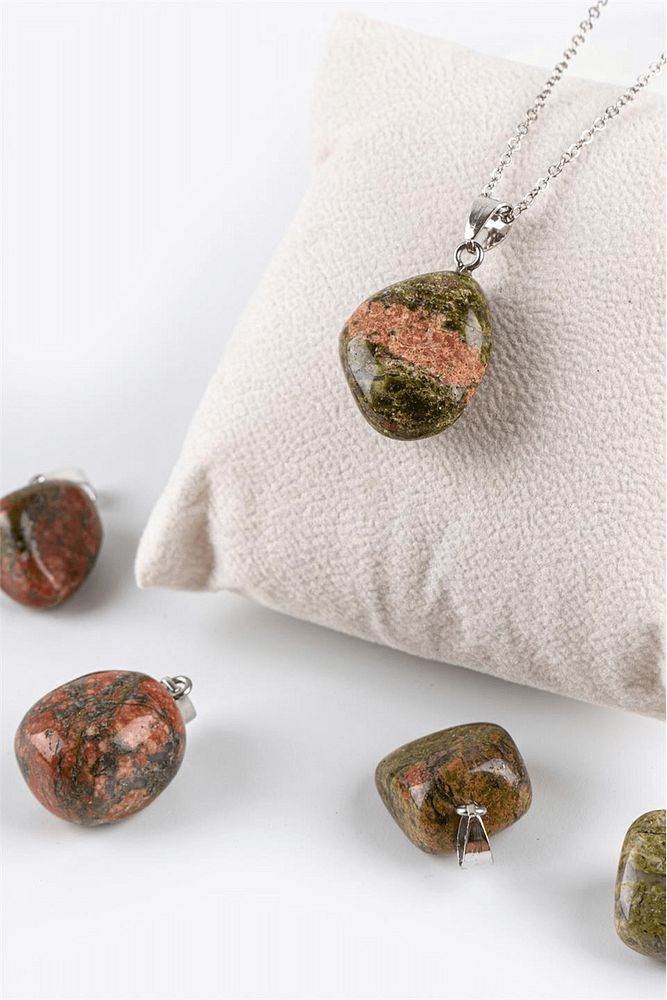 Sertifikalı Tımbıl Model Unakit Taşı Kolye (GÜMÜŞ APARATLI)