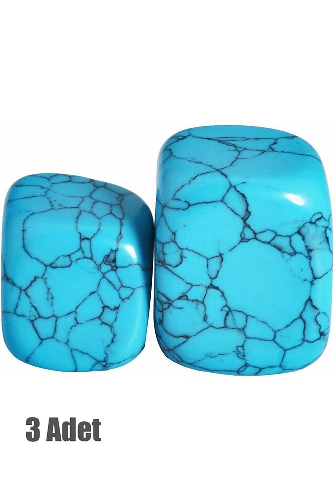 Sertifikalı Tamburlanmış Doğal Firuze Turkuaz Taşı Kütle (3 Adet) – Bereket ve Koruma Taşı
