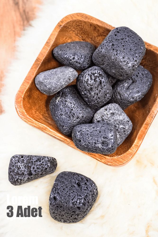 Sertifikalı Tamburlanmış Doğal Lav Taşı Doğal Taş Kütle (3 Adet)