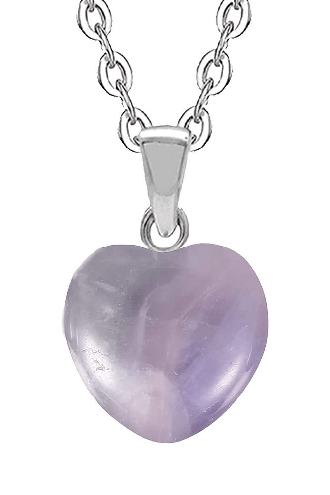 Sertifikalı Kalp Model Gerçek Florit Taşı Kolye
