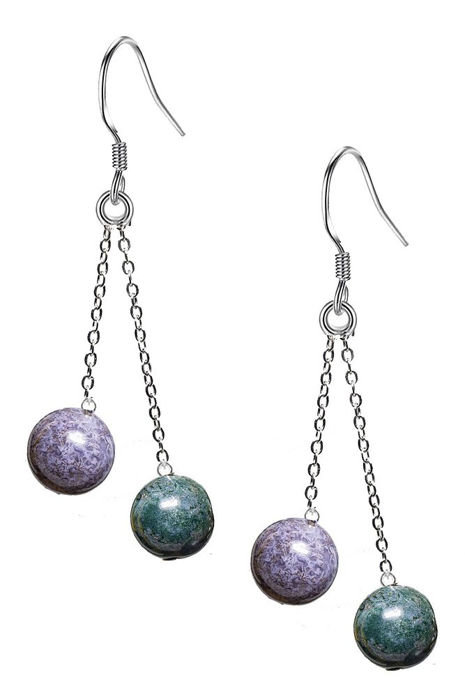 Sertifikalı Doğal Hint Akik Taşı Gümüş Küpe