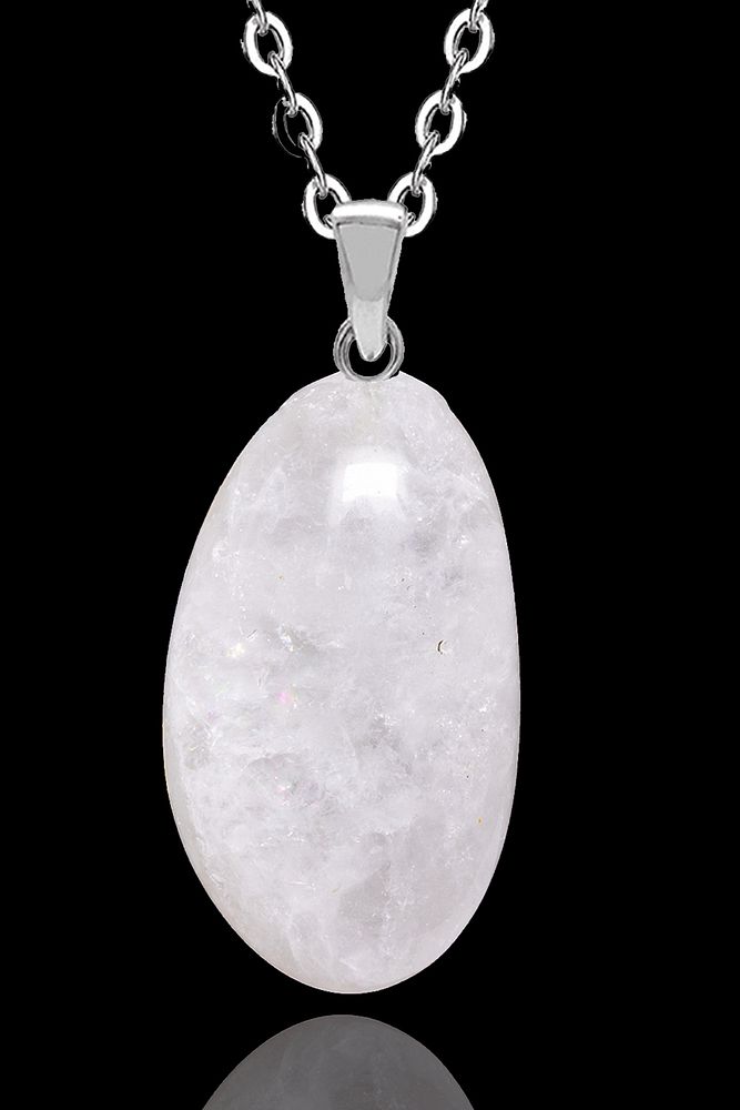 Sertifikalı Tımbıl Model Kristal Kuvars Taşı Kolye - Gümüş Aparatlı