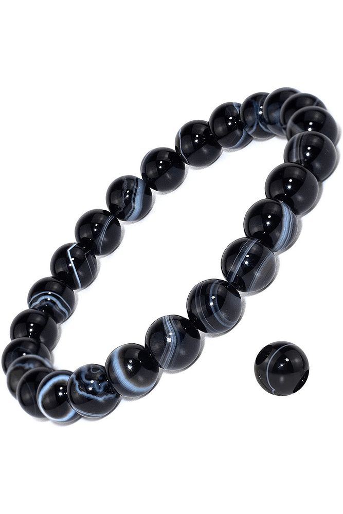 Sertifikalı Aaa Kalite Doğal Siyah Göz Akik Taşı Bileklik