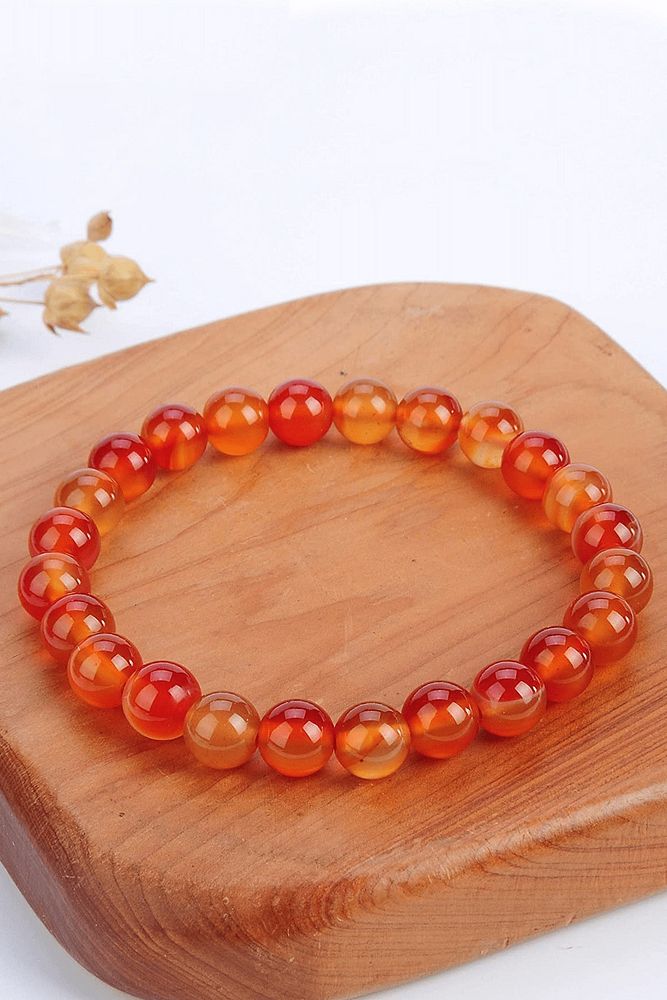 Sertifikalı Kızıl Aaa Gerçek Karnelyan Karneol Akik Taşı Bileklik - Gümüş Aparat