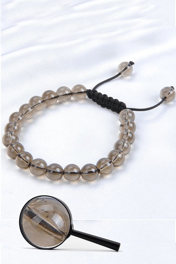 Sertifikalı A Kalite Doğal Dumanlı Kuvars Taşı Bileklik